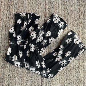 Madewell Black and White Floral Jumpsuit